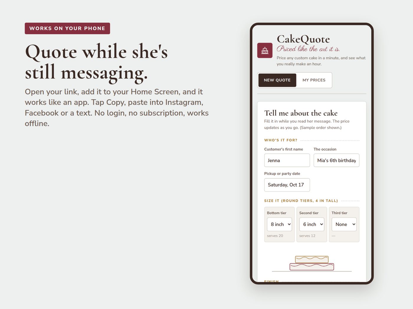 CakeQuote screen 3