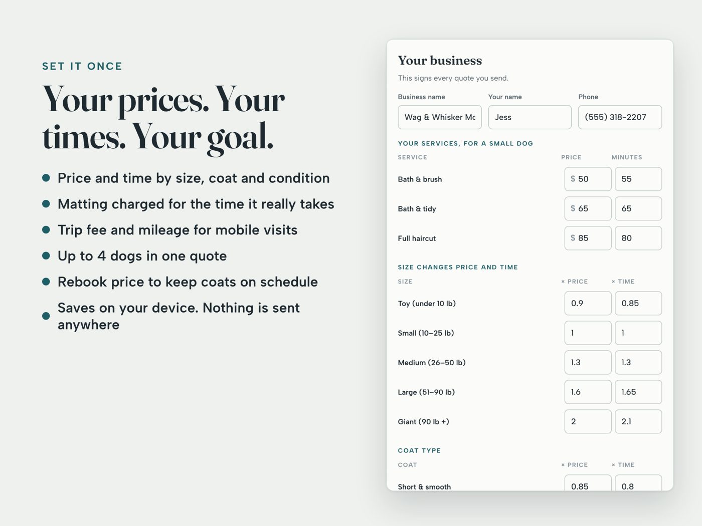 GroomQuote screen 4
