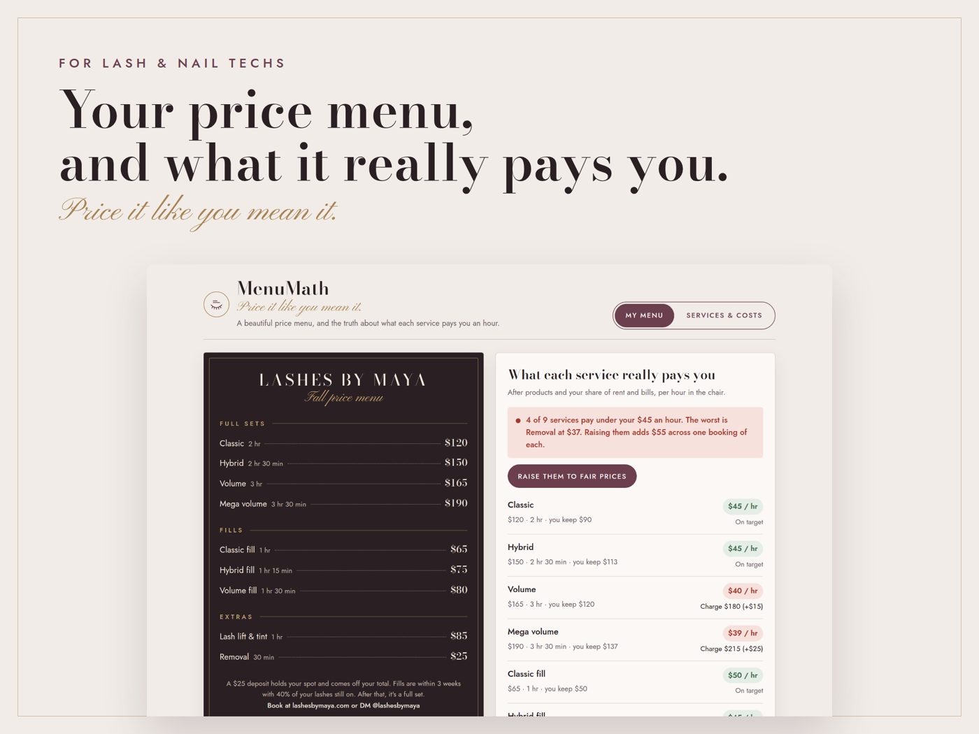 MenuMath on screen
